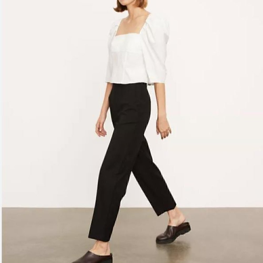 Classic High-Waist Black Straight Pants